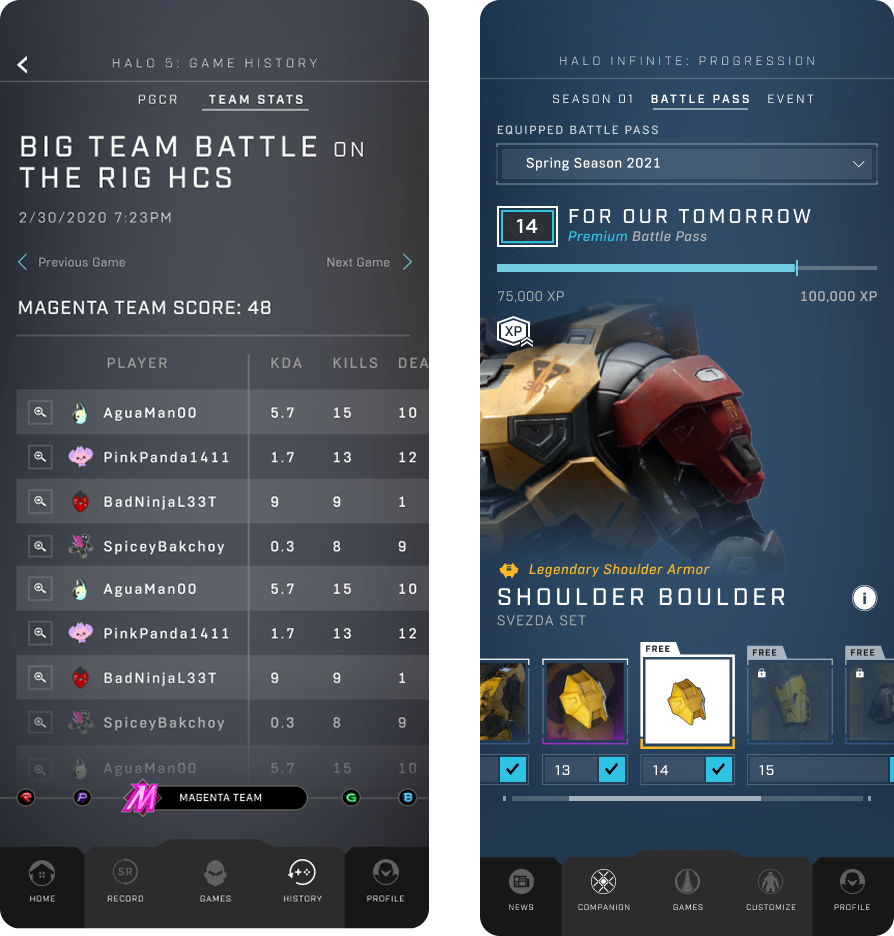 Halo 5 Game History — Team Stats