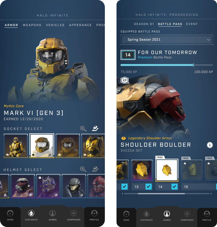 Halo Infinite mobile companion — armor customization