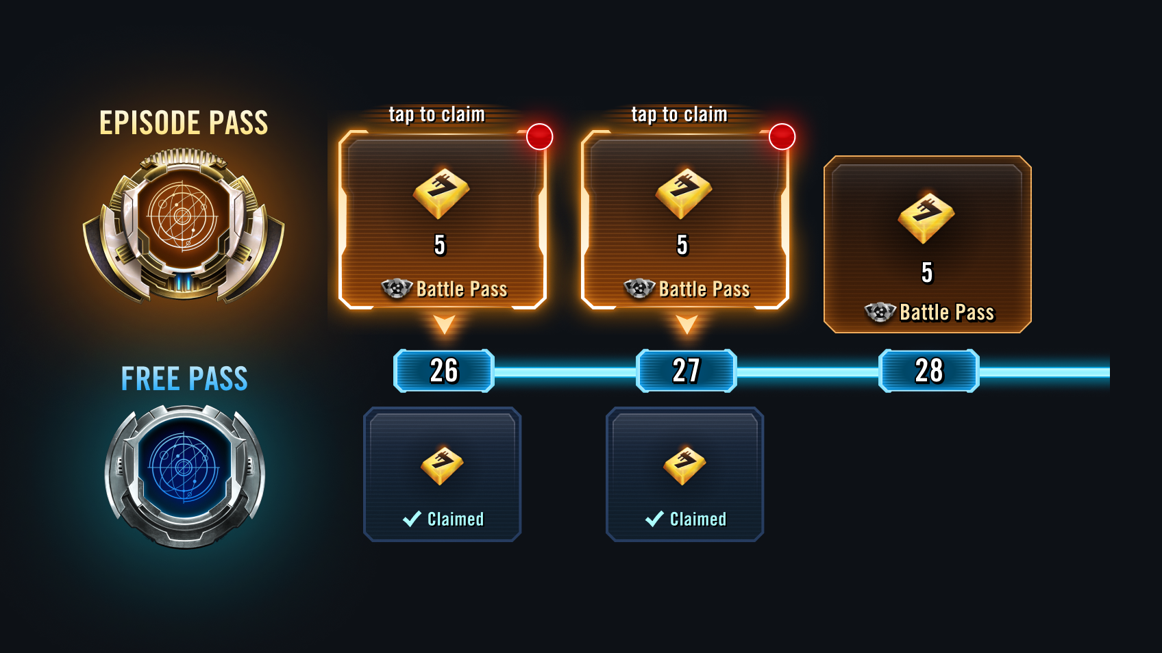 States: Premium and free emblems, Premium Tap to Claim, Premium Future, Free Claimed