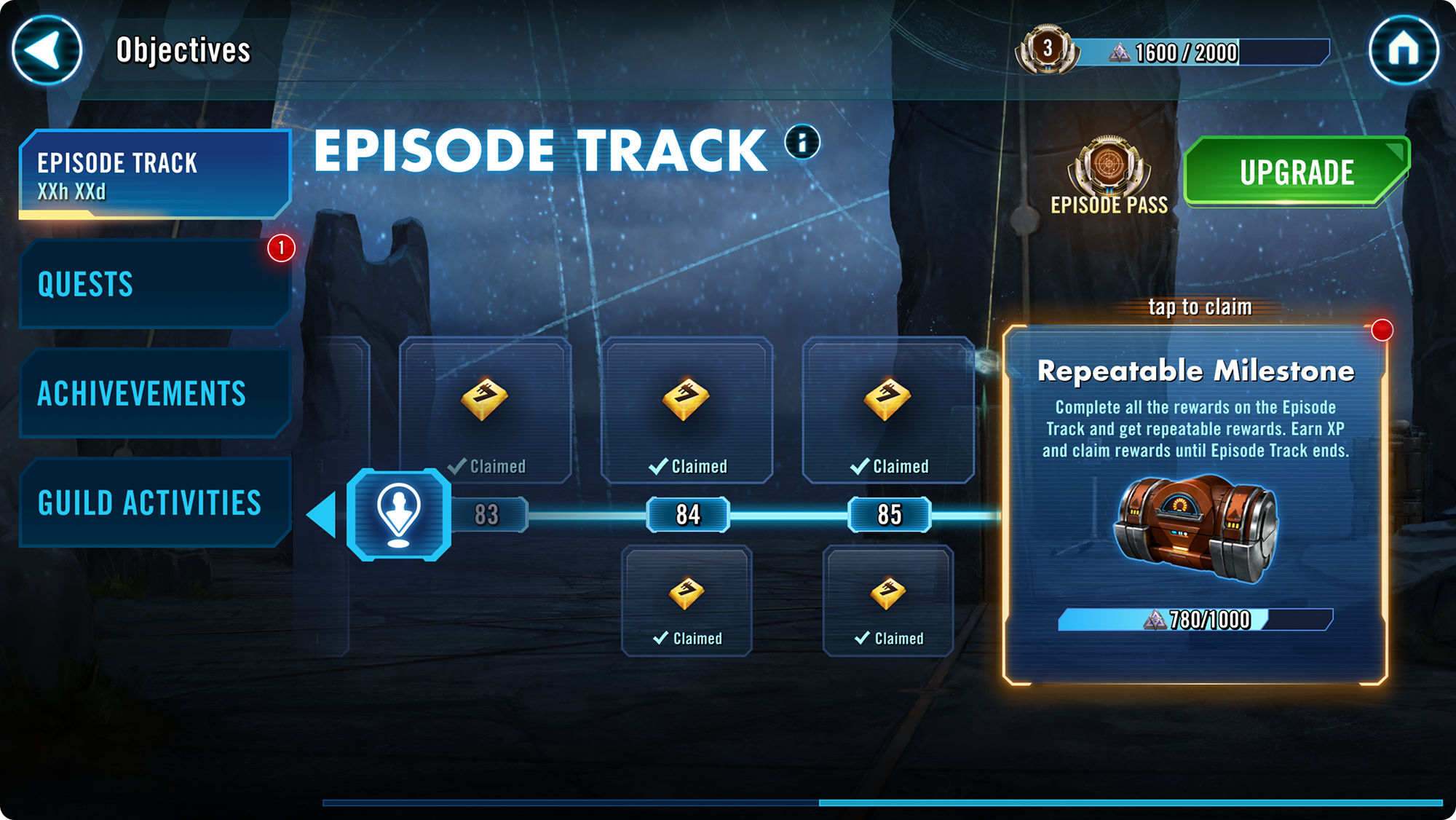 Episode Track end state — repeating milestone