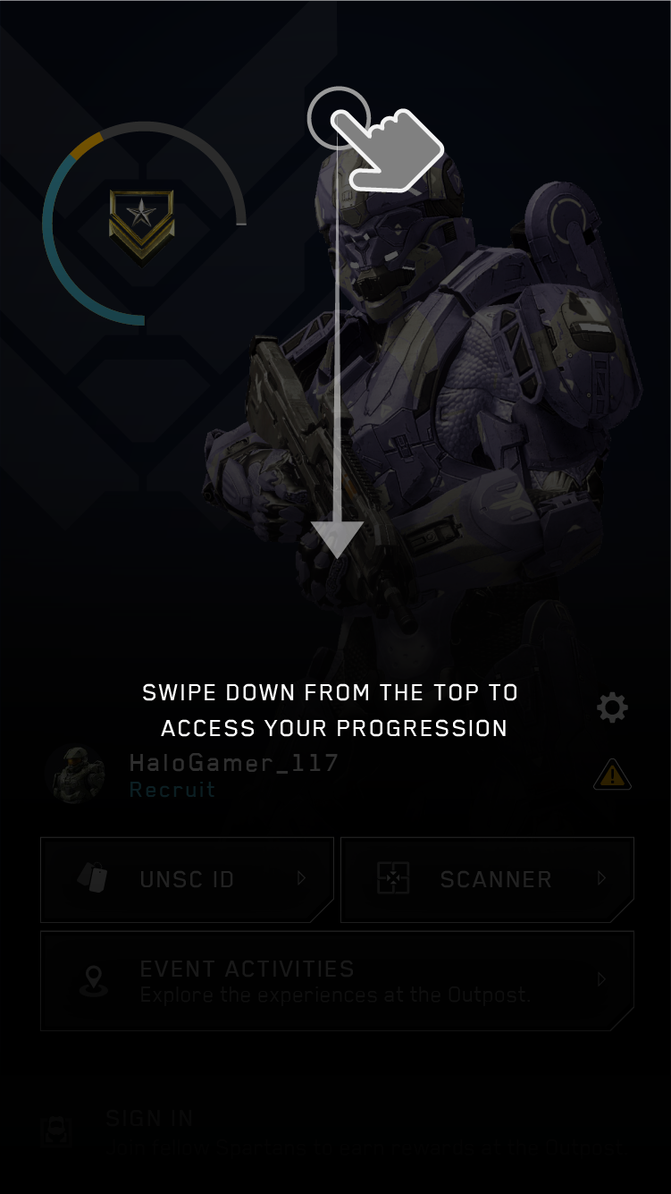 Outpost Discovery — swipe down progression